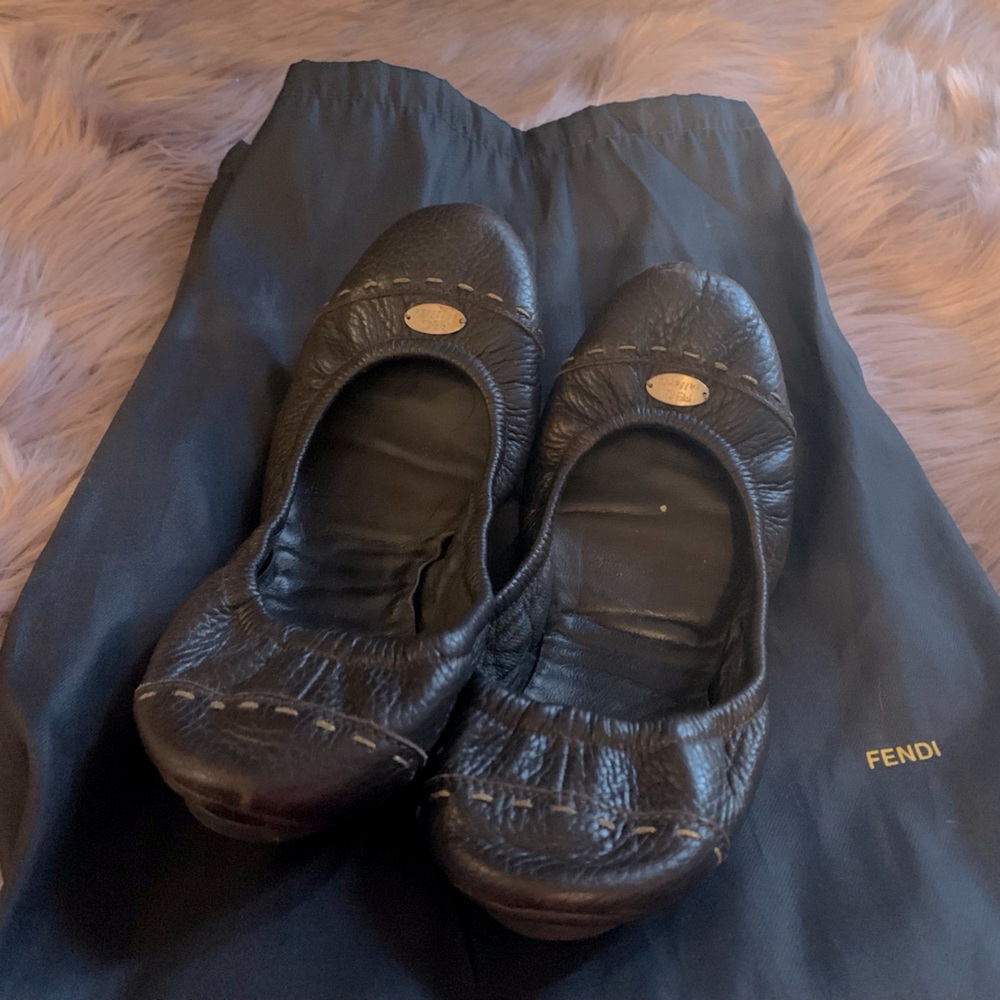 Fendi Selleria Ballet Flats Size 36.6 - 37 Brown